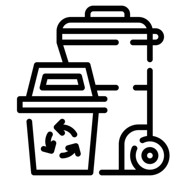 Bin Basurero Icono Basura Estilo Esquema — Vector de stock