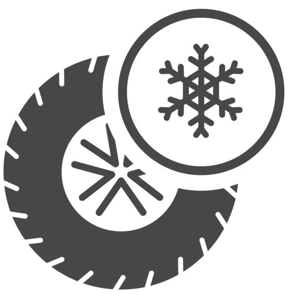 Icono Neumático Nieve Coche Estilo Sólido — Vector de stock