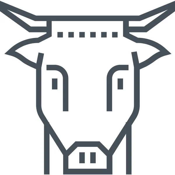 Beef Bull Cow Ikone Outline Stil — Stockvektor