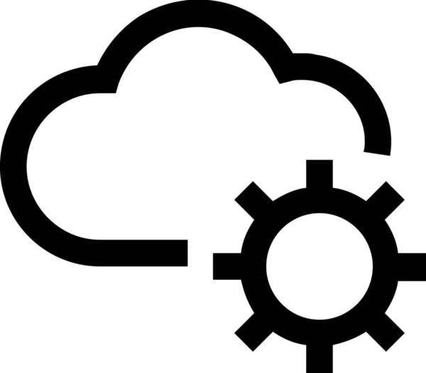 Cloud Database Gear Icoon Outline Stijl — Stockvector