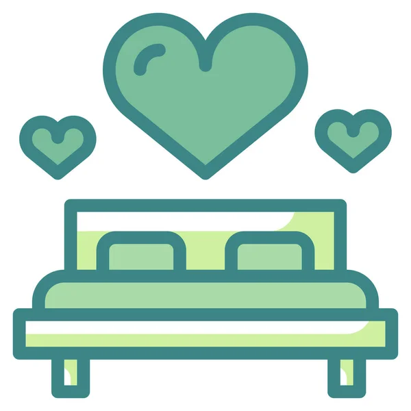 Bed Bedroom Furniture Icon Filled Outline Style — Stock Vector