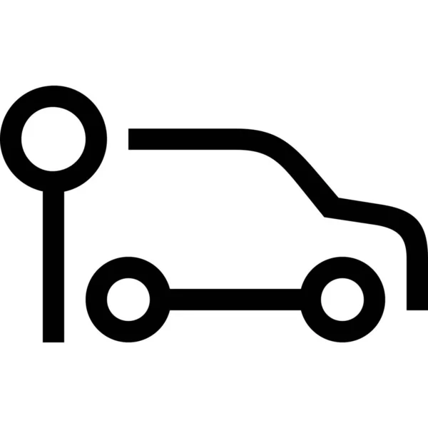 Icono Pin Ubicación Coche Estilo Esquema — Vector de stock