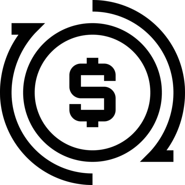 Pijl Munt Dollar Pictogram Contouren Stijl — Stockvector