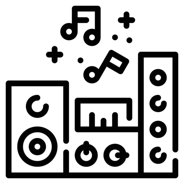 Wzmacniacz Audio Ikona Muzyki Stylu Outline — Wektor stockowy