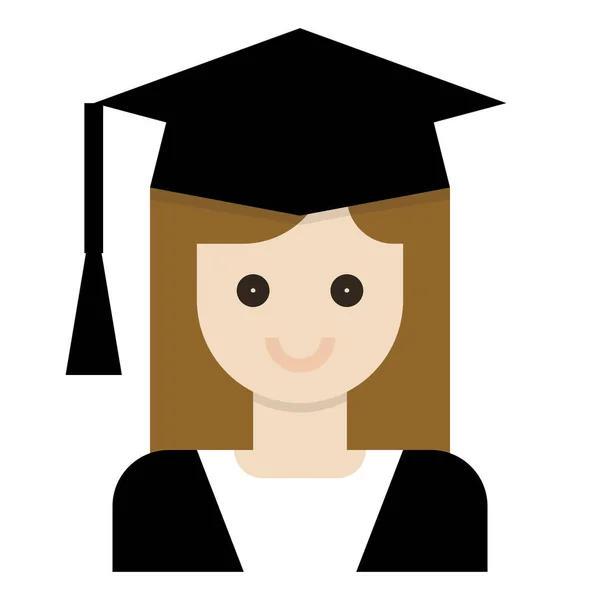 Avatar Graduate Gril Icon Flat Style — Stockový vektor