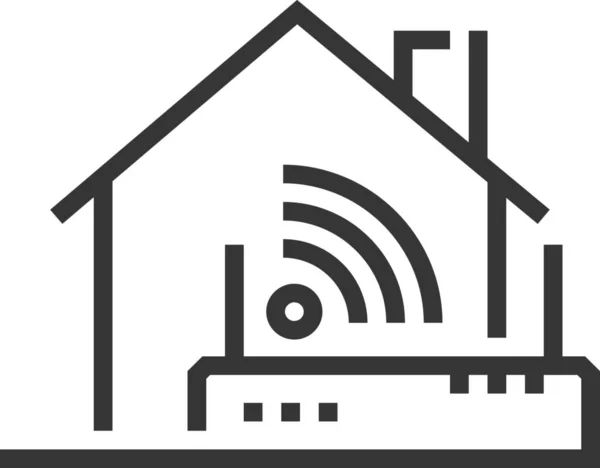 Kabelhaus Internet Anschluss Symbol Outline Stil — Stockvektor