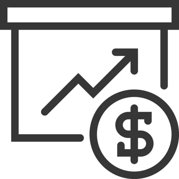 Ikona Zvýšení Bankovního Dolaru Stylu Osnovy — Stockový vektor