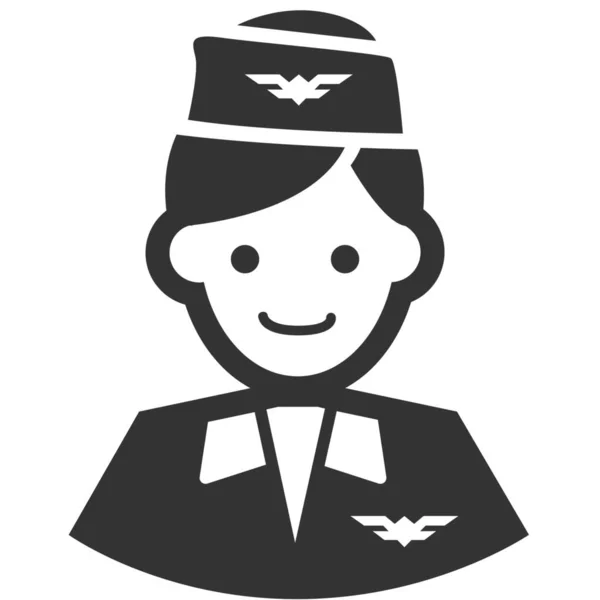 Air Hostesses Aircrew Cabin Attendant Icon Solid Style — Stock Vector