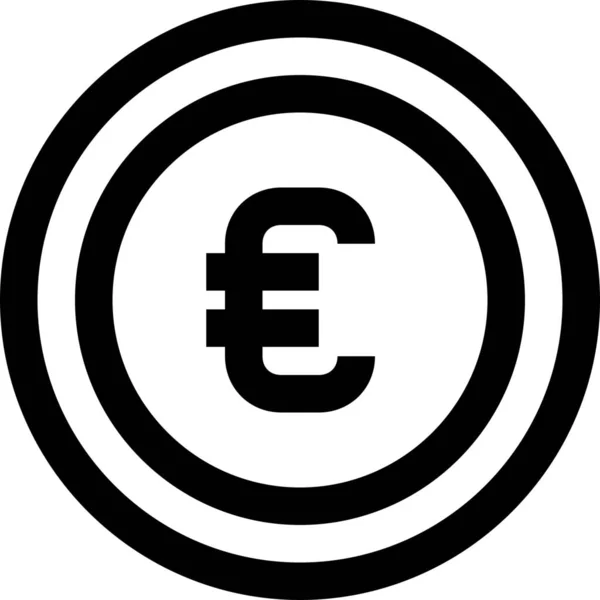 Ikon Euro Koin Perbankan Dalam Gaya Outline - Stok Vektor