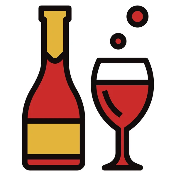 Flaschenglas Party Ikone Filled Outline Stil — Stockvektor