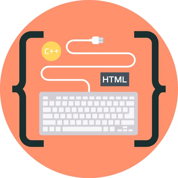 Coding Computer Html Icon Flat Style — Stock Vector