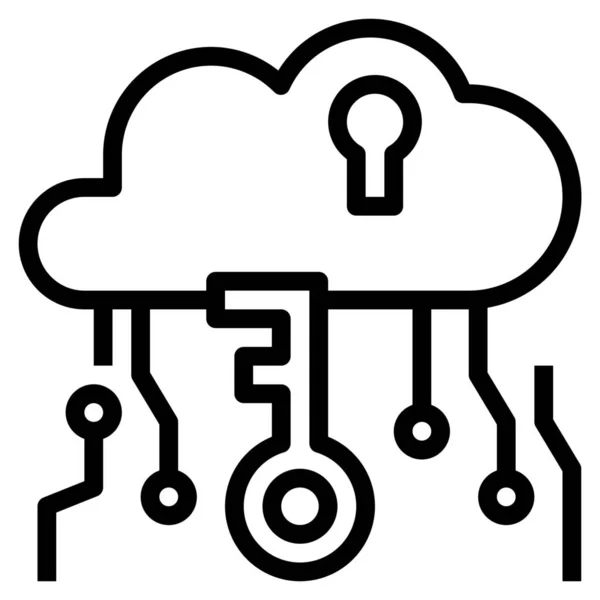 Icône Sécurité Des Données Cloud Dans Style Outline — Image vectorielle