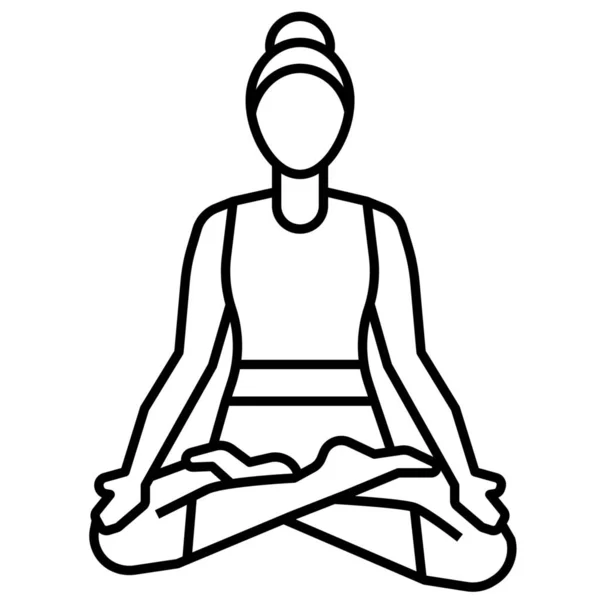 Icona Yoga Posa Loto Stile Outline — Vettoriale Stock