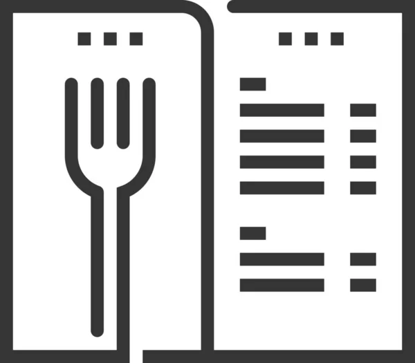 餐具食品列表图标的轮廓风格 — 图库矢量图片