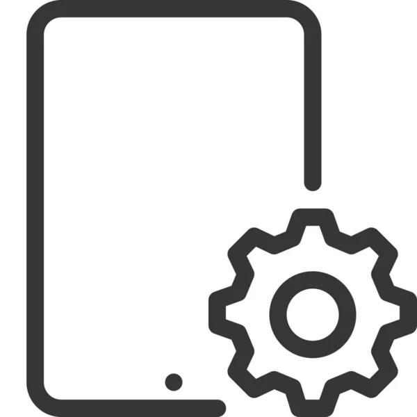 Ikon Mobile Gear Cog Dalam Gaya Outline - Stok Vektor