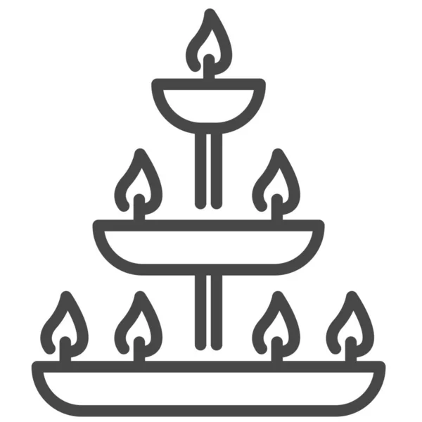 Κεριά Γιορτάζουν Deepavali Εικονίδιο Στυλ Περίγραμμα — Διανυσματικό Αρχείο