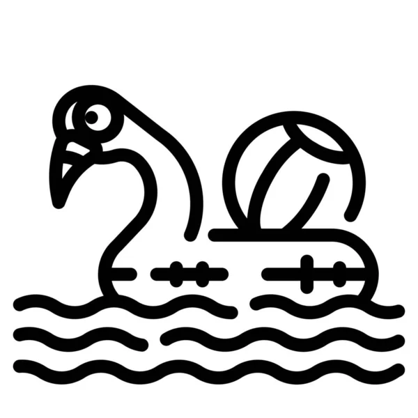 Strand Flamingo Float Icoon — Stockvector