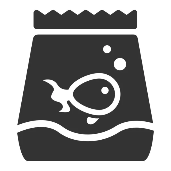 Fisk Foder Livsmedel Ikon Fast Stil — Stock vektor