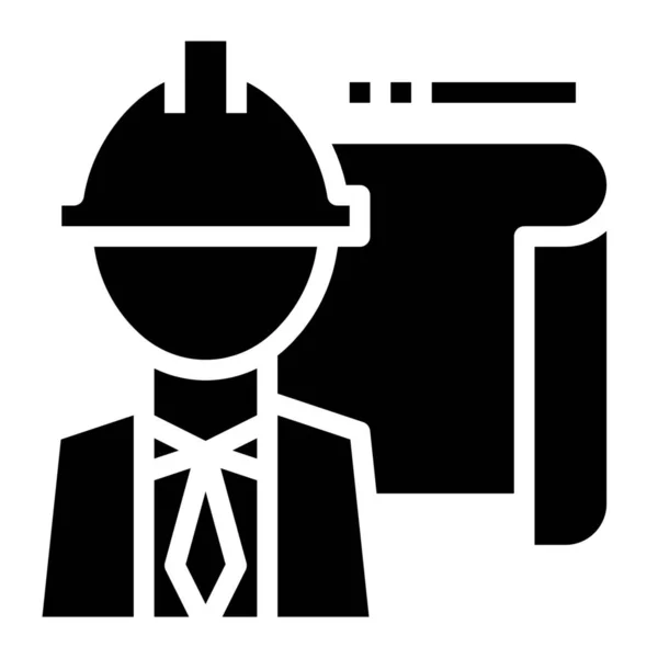 Architect Engineer Industry Icon Solid Style — Stock Vector
