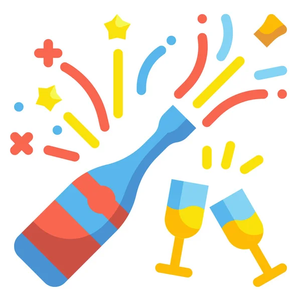 Champagne Party Icône Alcoolique Dans Catégorie Nouvel — Image vectorielle