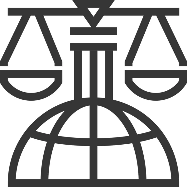 Mundo Los Negocios Icono Derecho Internacional Estilo Esquema — Archivo Imágenes Vectoriales