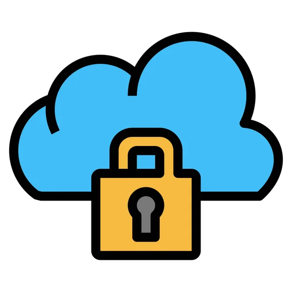 Cloud Cyber Data Icon Estilo Esquema Rellenado — Vector de stock
