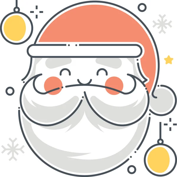 Борода Різдвяна Ікона Клауса Заповненому Контурі Стилі — стоковий вектор