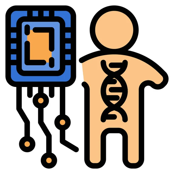 Dna Genechip Icono Del Genoma Estilo Contorno Relleno — Vector de stock