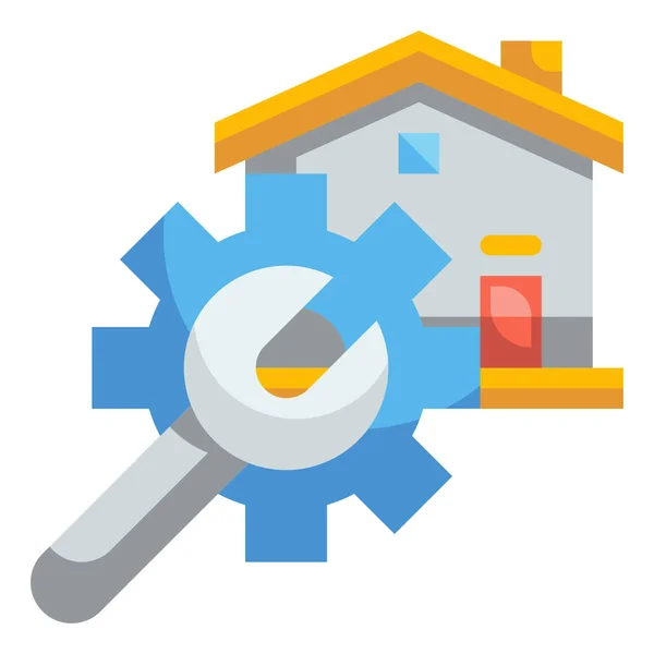 Gear Home House Icon — Stock Vector