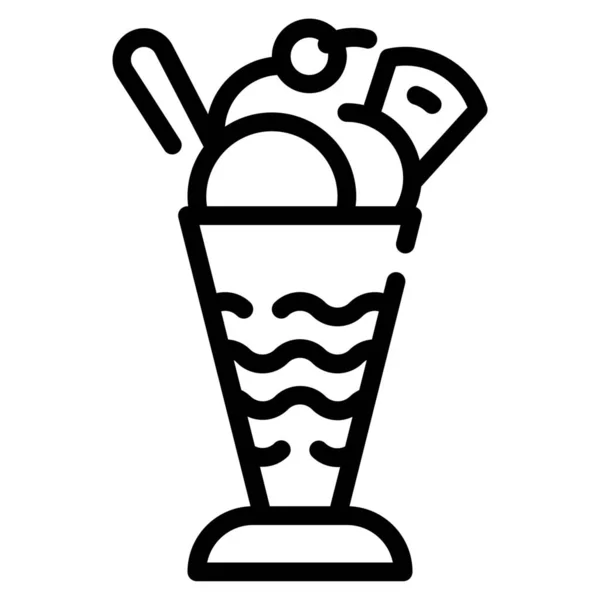 Επιδόρπιο Γενεθλίων Icecream Εικονίδιο Στυλ Περίγραμμα — Διανυσματικό Αρχείο
