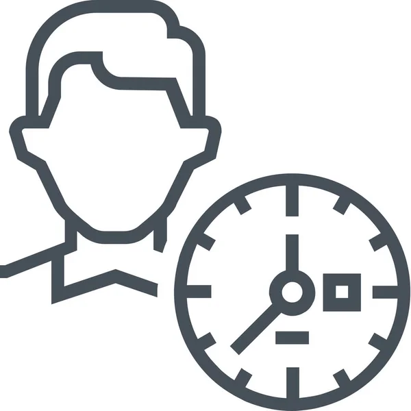 Clock Employee Office Icon Outline Style — Stock Vector