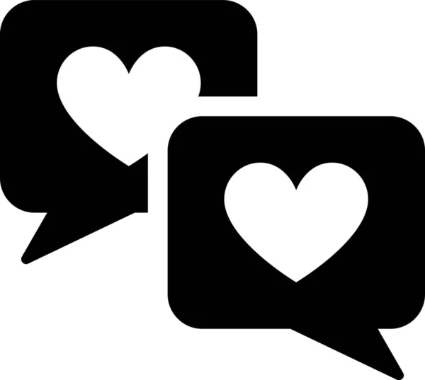 Chat Couple Heart Icon Solid Style — Stock Vector