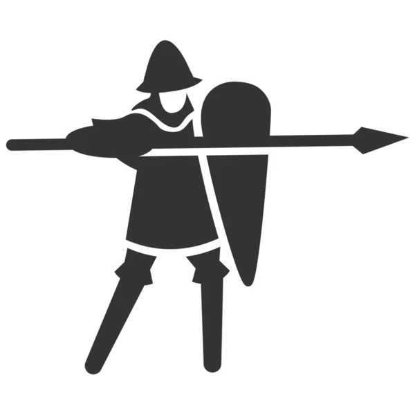 Średniowieczna Ikona Wojskowa Piechoty Stylu Solid — Wektor stockowy