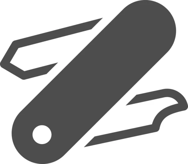 Кемпинг Нож Мульти Значок Твердом Стиле — стоковый вектор