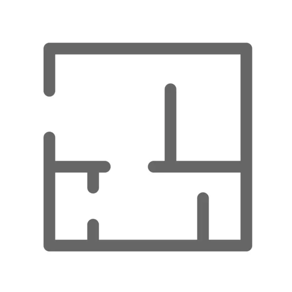 Estate Floor Plan Icon Outline Style — 스톡 벡터