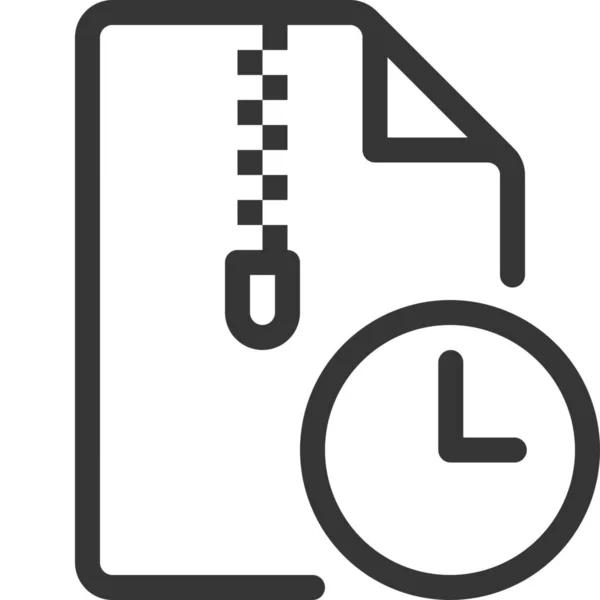 Годинник Стиснутий Значок Документа Стилі Контур — стоковий вектор