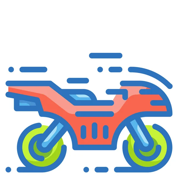Competencia Bicicletas Icono Motocicleta Estilo Contorno Lleno — Vector de stock