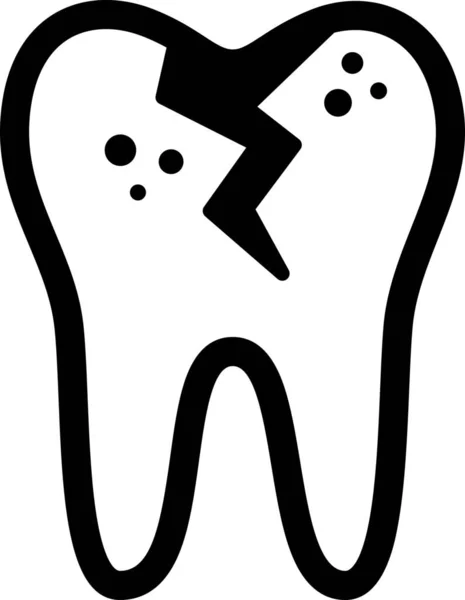 Caries Cassées Fissure Icône Dans Style Solide — Image vectorielle