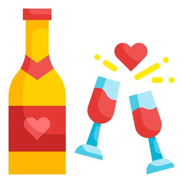 Sevgililer Günü Kategorisinde Şampanya Şişesi Ikonu — Stok Vektör