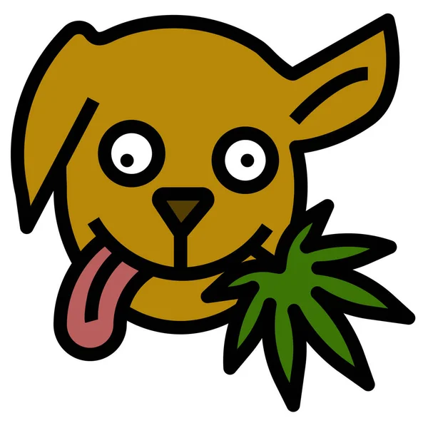Icona Del Cane Cannabis Animale Stile Contorno Ripieno — Vettoriale Stock