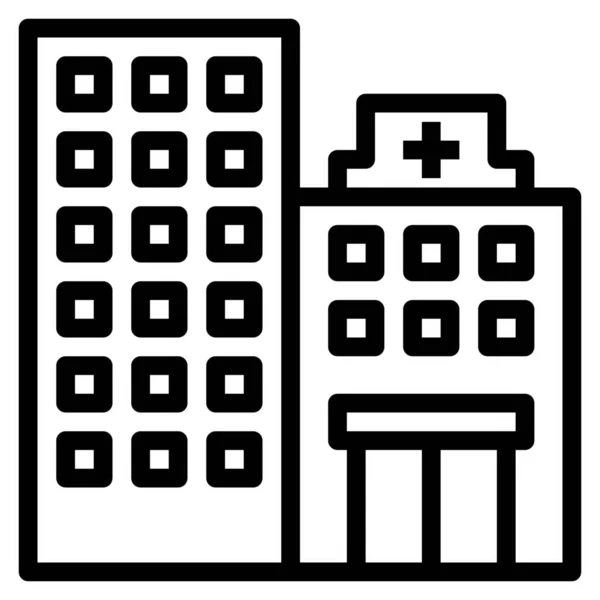 Building Center Health Icon Outline Style — Stock Vector