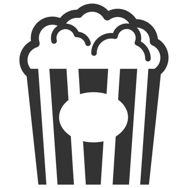 Pop Corn Snack Cinéma Icône Dans Style Solide — Image vectorielle