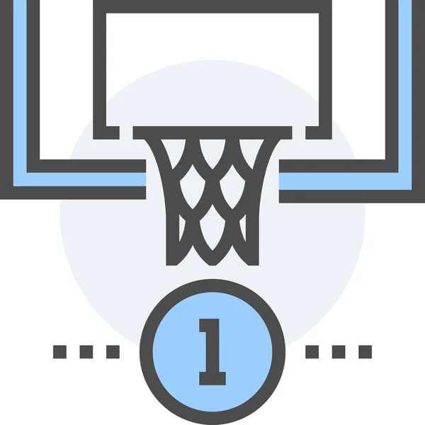 Icône Terminée Pièce Basket Ball Dans Style Contour Rempli — Image vectorielle