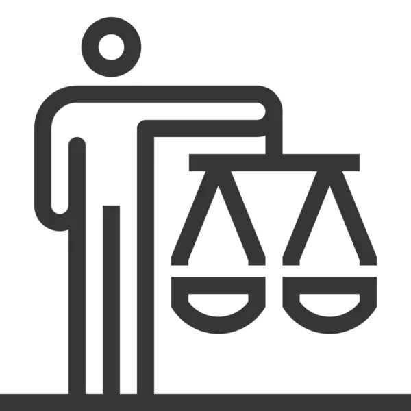 Ícone Justiça Igualdade Tribunal Estilo Esboço — Vetor de Stock