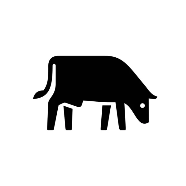 Animal Taureau Vache Icône Dans Style Solide — Image vectorielle