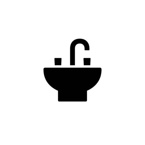 Μπάνιο Βρύση Νεροχύτη Εικονίδιο Στερεό Στυλ — Διανυσματικό Αρχείο