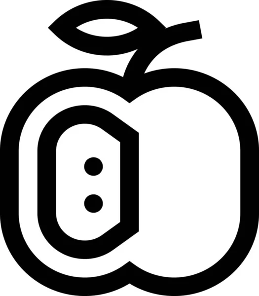 Apfelfrüchte Gesund Symbol Umriss Stil — Stockvektor