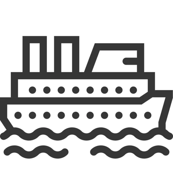 船の貨物船のコンテナクルーズアイコン概要スタイル — ストックベクタ