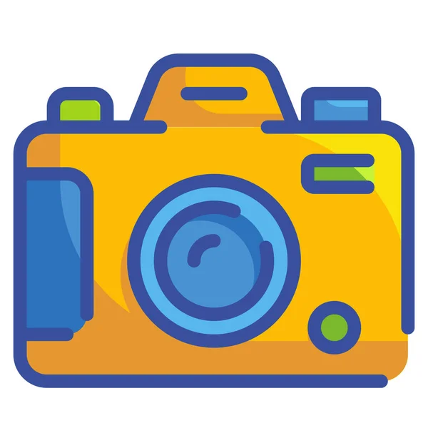 Camera Digitale Afbeelding Pictogram Gevulde Omtrek Stijl — Stockvector