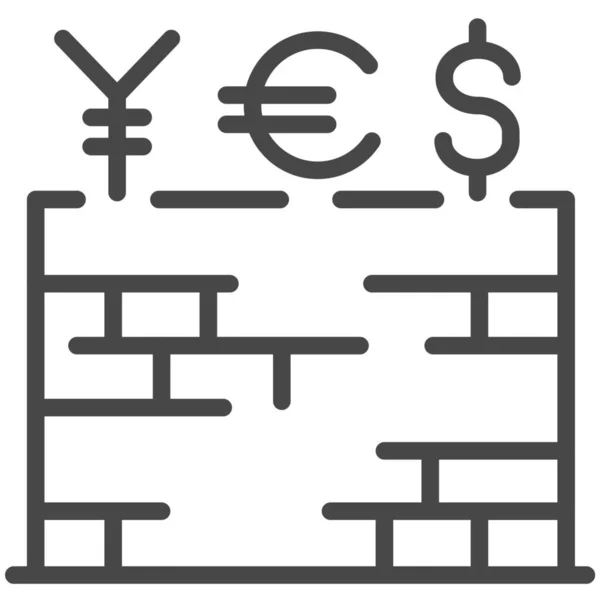 Barrière Monnaie Icône Économique Dans Style Contour — Image vectorielle